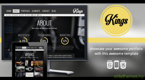 Kings One Page HTML5 Portfolio Template FULL