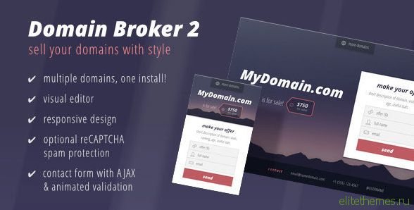 Domain Broker 2 - Landing Page to Sell Domains