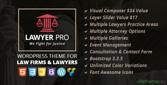 Lawyer Pro - Responsive WordPress Theme for Lawyers