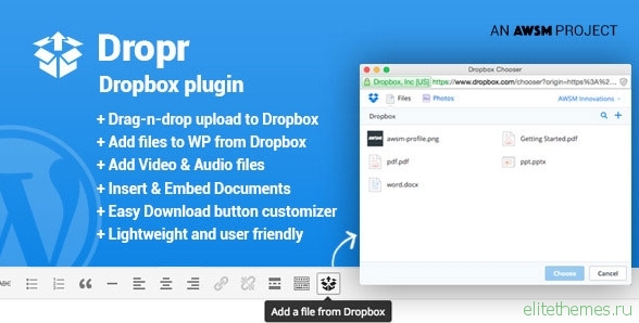 Dropr v1.1 - Dropbox Integration plugin for WordPress