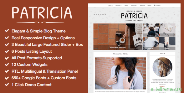 Patricia - Feature Rich WordPress Blog Theme