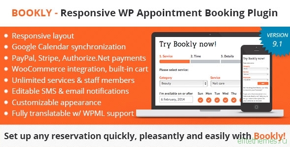 Bookly v9.1.1 - Responsive WordPress Booking and Scheduling Plugin