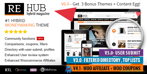 REHub v6.0 - Directory, Shop, Coupon, Affiliate Theme
