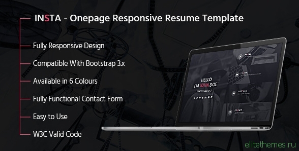 INSTA - One Page Responsive Resume Template