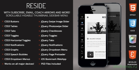 Reside Mobile Retina | HTML5 & CSS3 and iWebApp