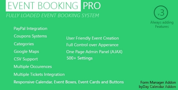 Event Booking Pro v3.91 - WP Plugin [paypal or offline]