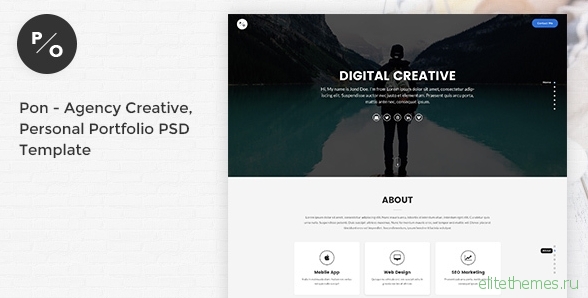 Pon - Responsive Agency Creative, Personal Portfolio PSD Template