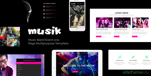 Musik - Music Bands, Artists, Musicians, Clubs OnePage Template