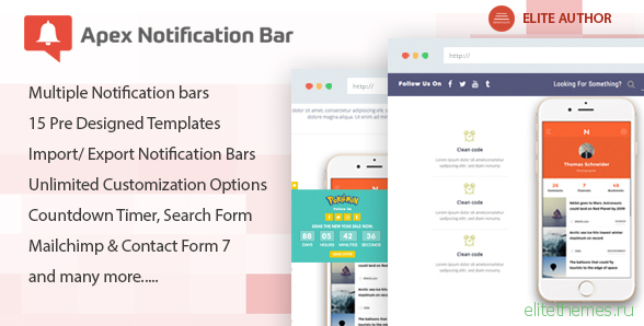 Apex Notification Bar v2.0.7 - Responsive Notification Bar