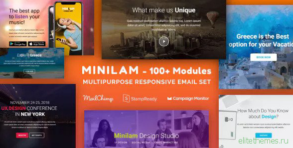Minilam - Responsive Email with 100+ Modules + MailChimp Editor + StampReady + Online Builder