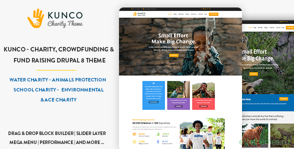 Kunco - Charity, Crowdfunding & Fund Raising Drupal 8.7 Theme