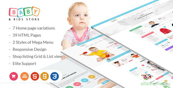 Baby & Kids Store - eCommerce HTML Template with RTL Package