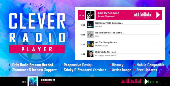 CLEVER v1.3 – HTML5 Radio Player With History – Shoutcast and Icecast – WordPress Plugin