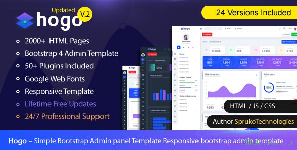 Hogo v2.0 - Clean Multipurpose Responsive Bootstrap Simple Admin Panel Template