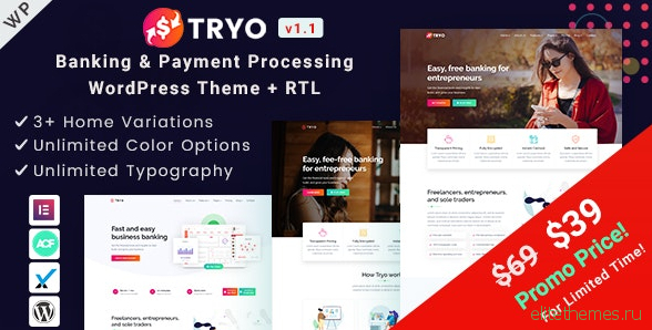 Tryo v1.0 - Banking & Payment WordPress Theme