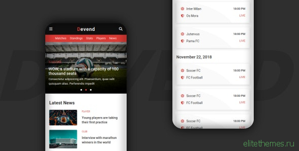 Devend v1.0 - Football & Soccer Mobile Template