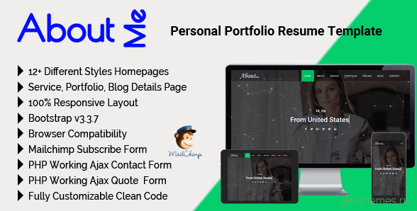AboutMe v2.2 - Personal Portfolio Resume Template