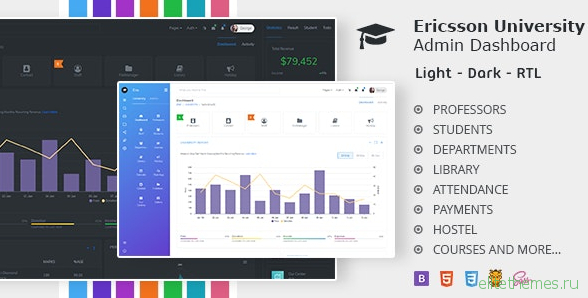 Ericsson v1.0.0 - Admin Dashboard Template for University, school & college