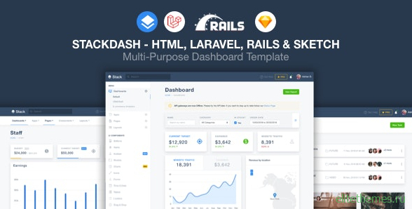 StackDash v1.0 - HTML, Laravel & Rails Dashboard Template