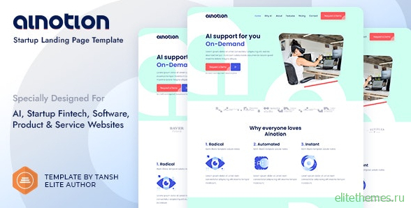 Ainotion v1.0 - Startup Landing Page Template