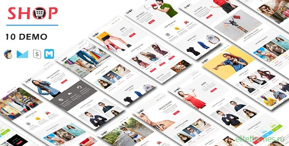 SHOP v1.0 - Responsive Shopping Email Pack with Online StampReady & Mailchimp Builders