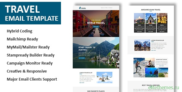 Travel v1.0 - Multipurpose Responsive Email Template with Online StampReady & Mailchimp Builders
