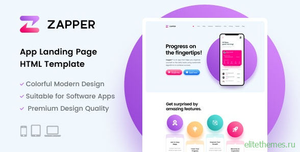 Zapper v1.0 – App Landing Page HTML Template
