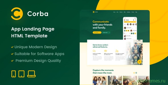 Corba v1.0 – App Landing Page HTML Template